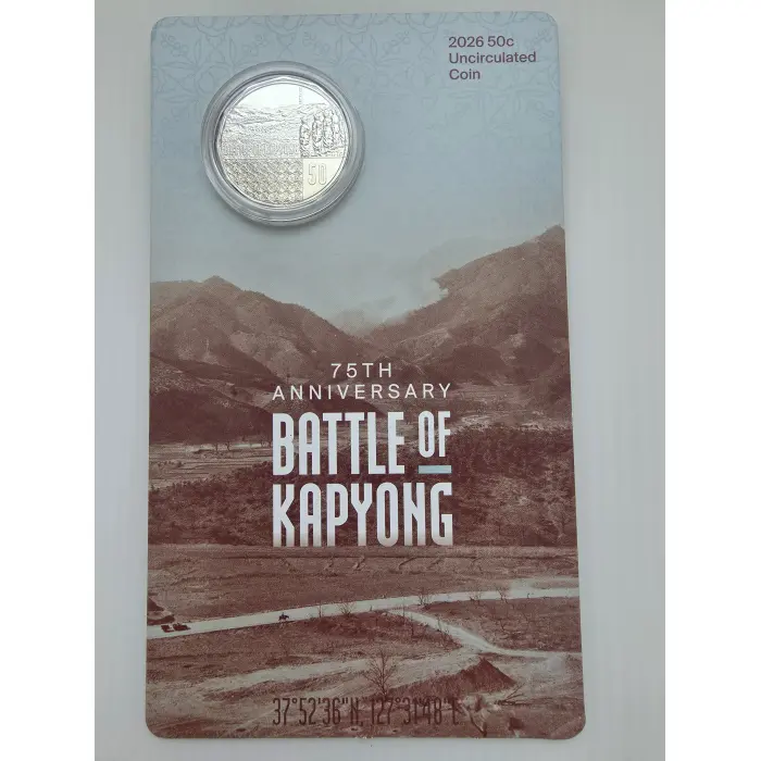 2026 50c 75th Anniversary of the Battle of Kapyong UNC Coin on Card