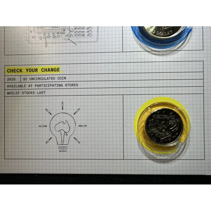 Bright Ideas 5 coin set including coloured coin and 6th till coin. 