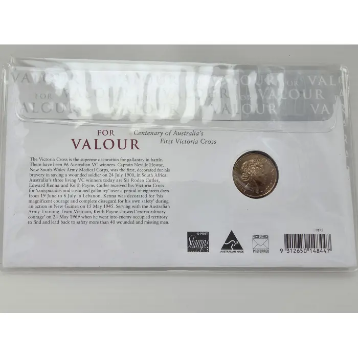 2000 For Valour Australia's First Victoria Cross $1 UNC Coin & Stamp Set PNC