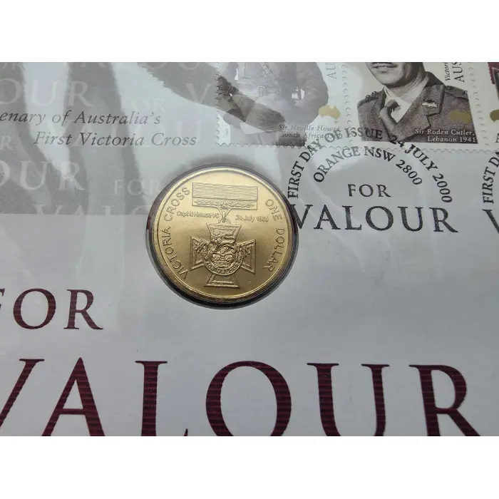2000 For Valour Australia's First Victoria Cross $1 UNC Coin & Stamp Set PNC