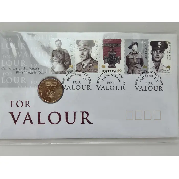 2000 For Valour Australia's First Victoria Cross $1 UNC Coin & Stamp Set PNC