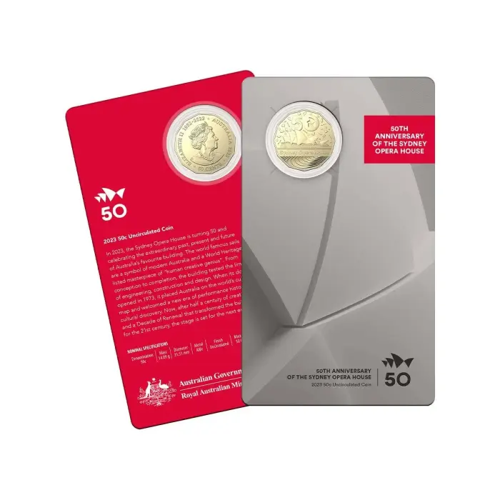 2023 50C SYDNEY OPERA HOUSE 50TH ANNIVERSARY COIN IN CARD