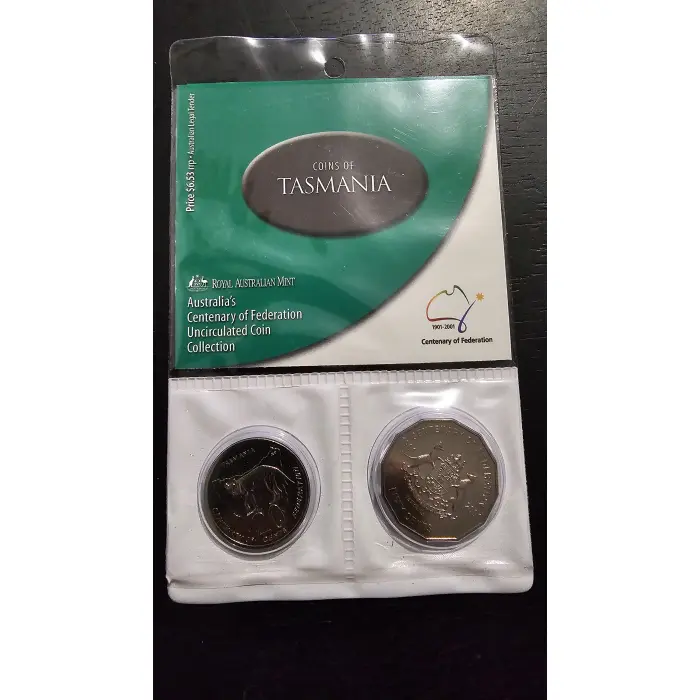 2001 Royal Australian Mint Centenary of Federation 2-Coin Uncirculated Set – Tas