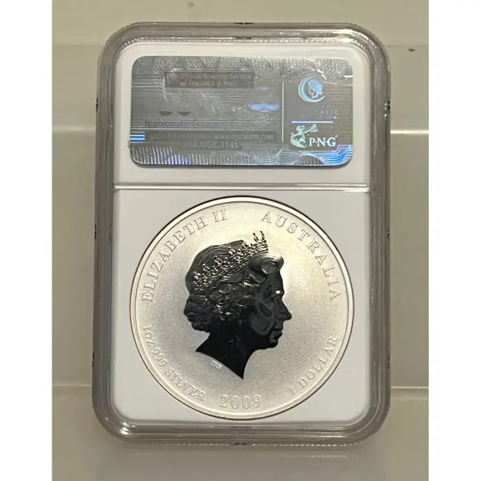 2009 $1 Year of The Ox Gilded 1oz Silver Coin Perth Mint NGC MS70