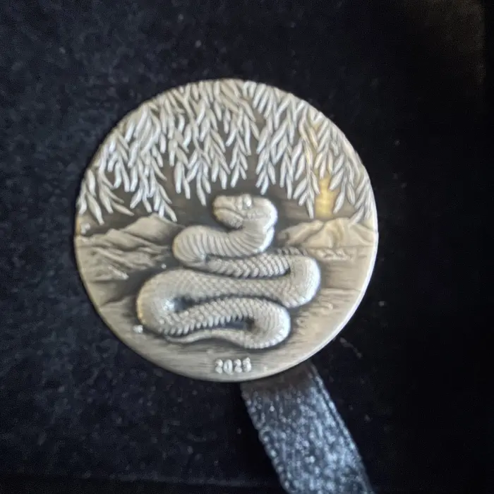 Lunar Series 3 2025 Snake 2oz Silver Antiqued coin