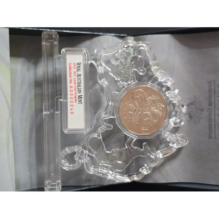 2012 Royal Australian Mint 50c Lunar Year of the Dragon Uncirculated Coin in Map
