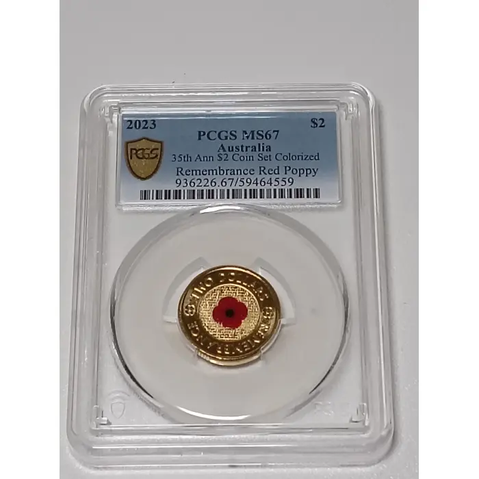 2023 Australia 35th Anniversary $2 Coin Set Remembrance Red Poppy PCGS MS67