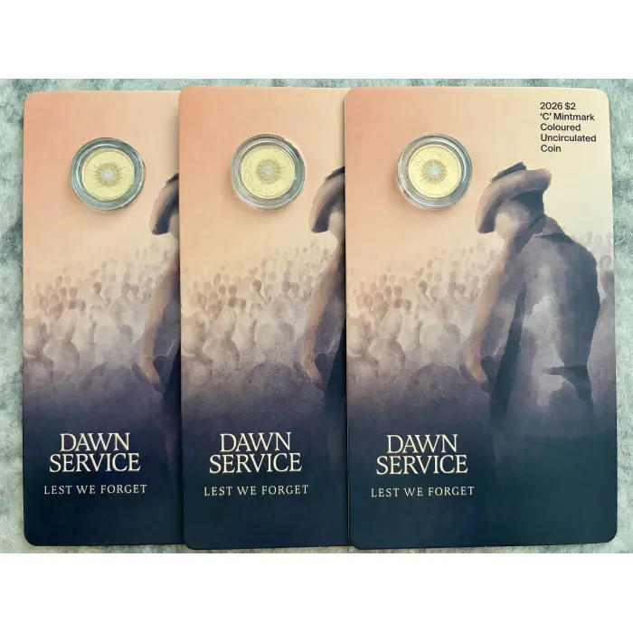 Bundle:  Three  2026 Dawn Service C Mint Coloured Uncirculated Coins 