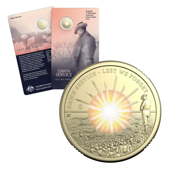 2026 $2 DAWN SERVICE C MINTMARK COLOURED COIN