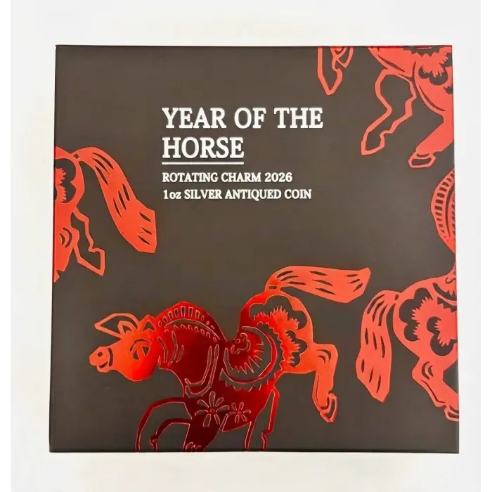 2026 Tuvalu Year of the Horse 1oz Silver Antiqued Rotating Charm Coin Perth Mint