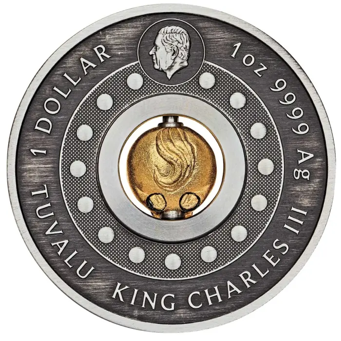 2026 Tuvalu Year of the Horse 1oz Silver Antiqued Rotating Charm Coin Perth Mint