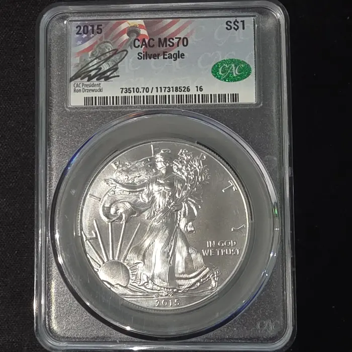 2015 United States Mint American Silver Eagle $1 1oz .999 silver CAC MS70