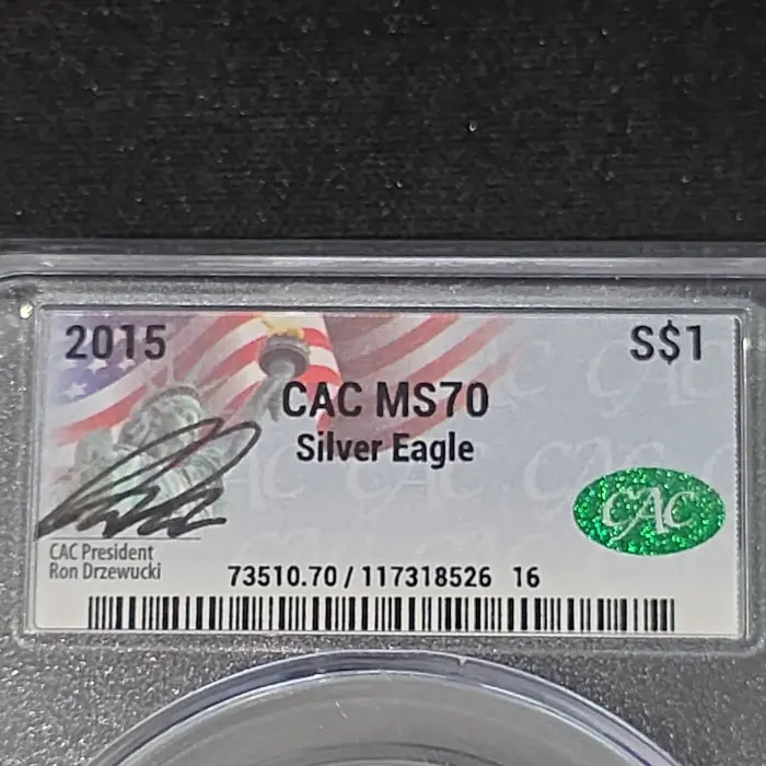 2015 United States Mint American Silver Eagle $1 1oz .999 silver CAC MS70