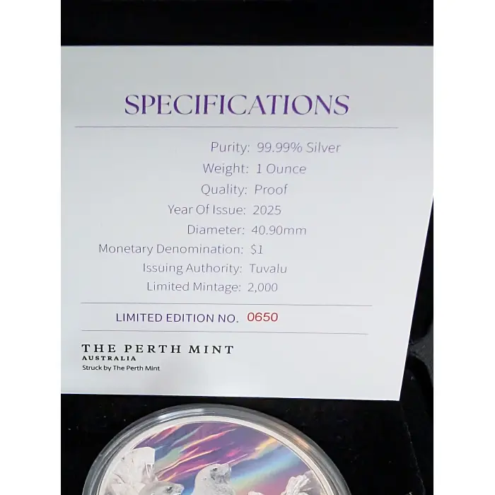 2025 Mother of Pearl Clouds 1oz .coloured silver proof
