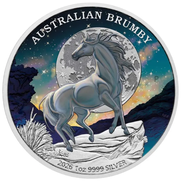 2026 $1 Australian Brumby 1oz Silver Colour Coins Perth Mint COA 22/1500