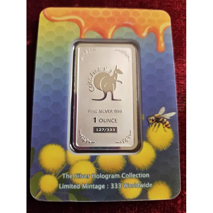 🐝 Wings of Wonder - Honey Bee 1oz .999 Fine Silver Hologram Bar (COA 127/333)