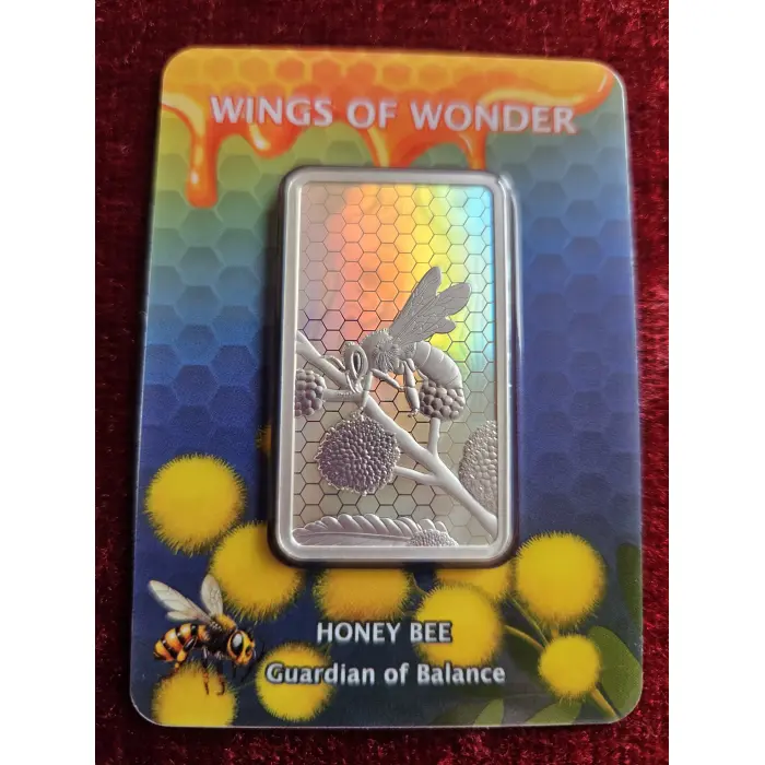 🐝 Wings of Wonder - Honey Bee 1oz .999 Fine Silver Hologram Bar (COA 127/333)