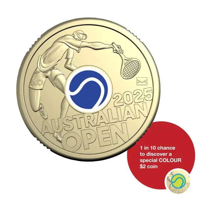 2025 $2 AUSTRALIAN OPEN MEN'S PRIVY MARK COIN IN CARD