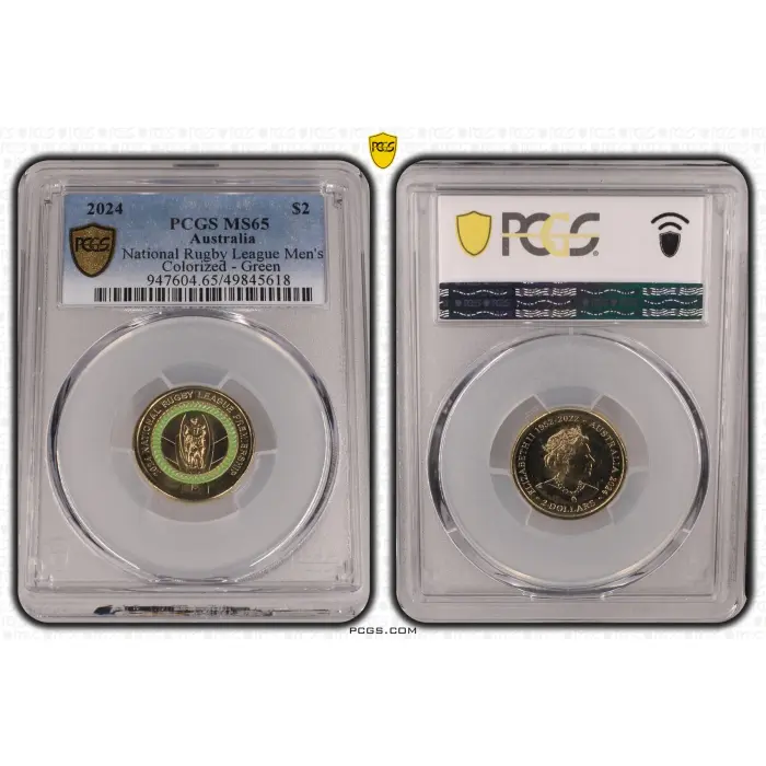  2024 $2 NRL National Rugby League Men's Green  MS65