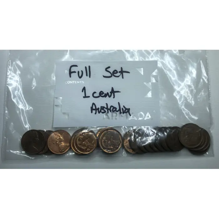 1 Cents - full set of Australian decimal 2 cent coins 1966 to 1989