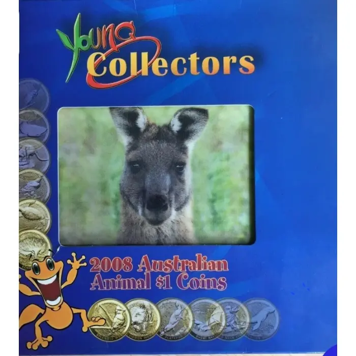 12 X $1 Coins 2008 Young Collectors Australian Animals Full Set Coloured Folder