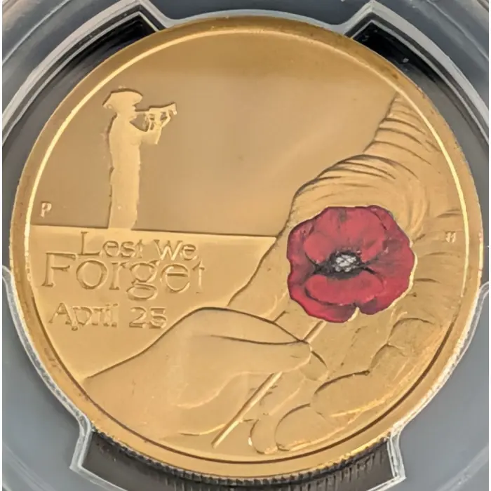 2018-P $1 ANZAC Lest We Forget Red Poppy Colourised TOP POP MS69 #58350219