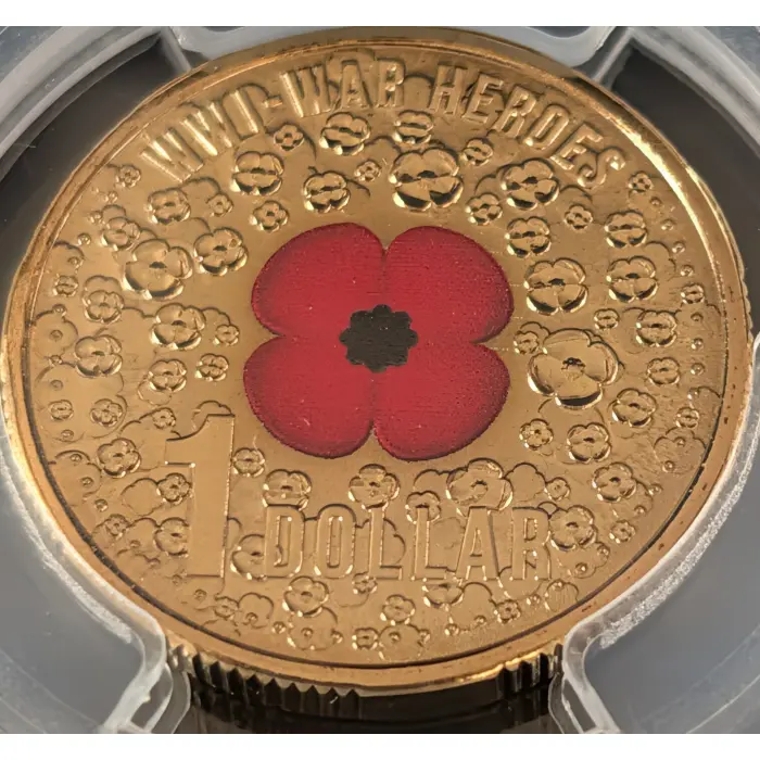 2015 $1 WWI War Heroes-Red Poppy Colorised TOP POP MS69 #39043470