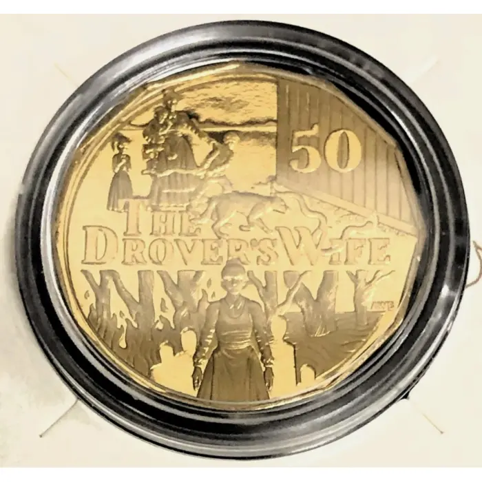 2022 "THE DROVER'S WIFE - Henry Lawson" uncirculated 50 cent spec. coin in card.