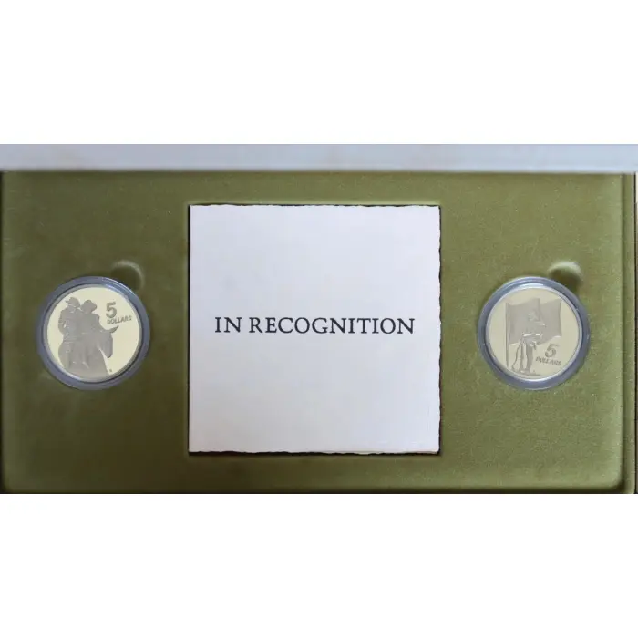 1990 ANZAC 75th Anniversary Australia New Zealand $5 2 Coin Proof Sets