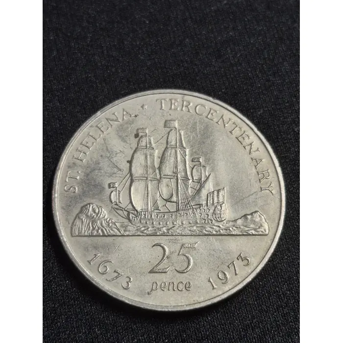 1973 St. Helena Tercentenary 25 Pence Coin