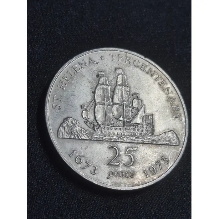 1973 St. Helena Tercentenary 25 Pence Coin
