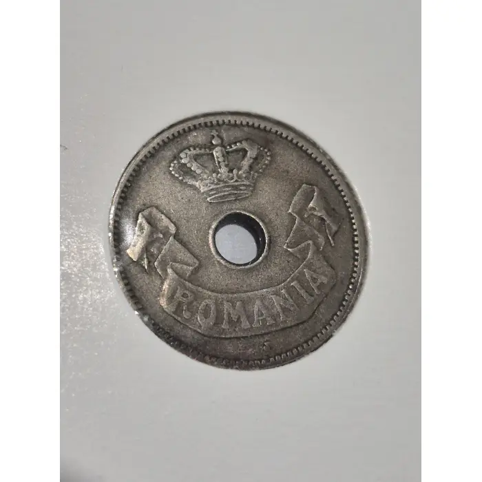 1906 Romania 10 Bani Holed Coin – King Carol I Era
