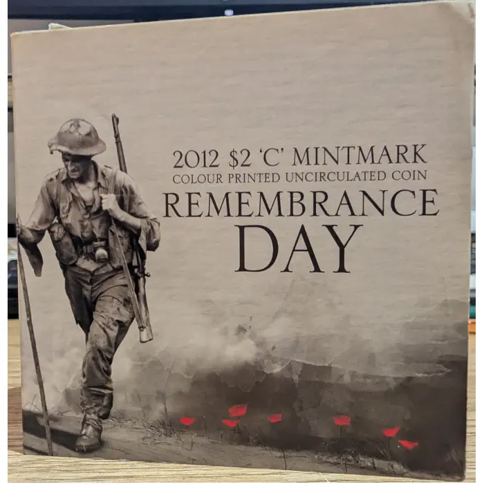 2012 $2 Remembrance Day 'C' Mintmark "RED POPPY" Coin In Tri Folder UNC-RAM