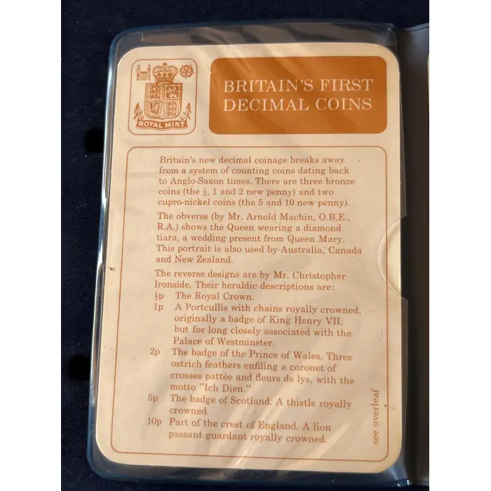 Britain first decimal coins blue folder