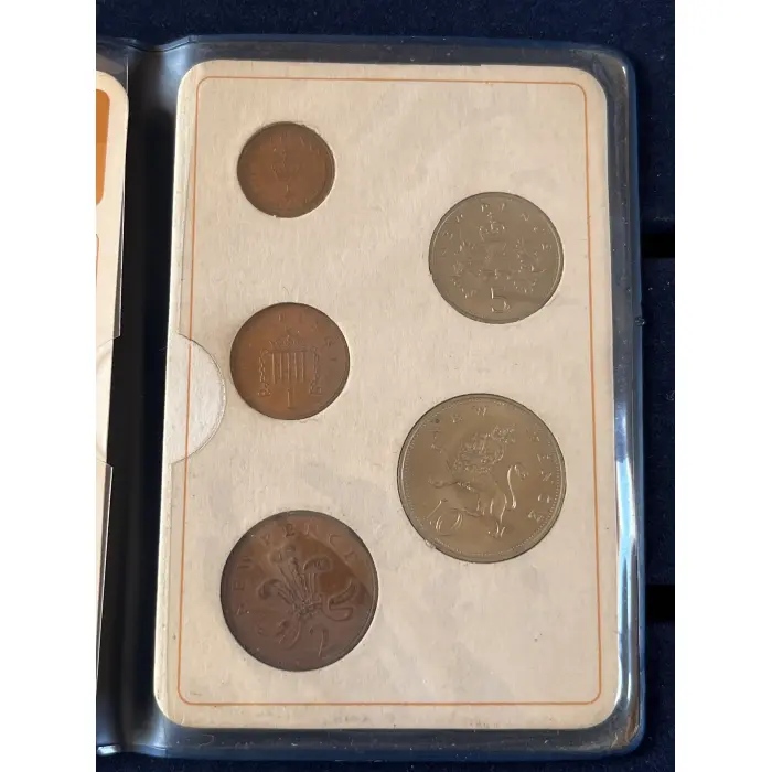 Britain first decimal coins blue folder