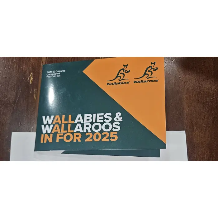 2025 $2 WALLABIES & WALLAROOS COLOURED UNCIRCULATED TWO COIN SET
