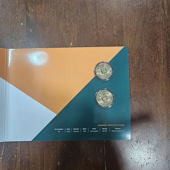 2025 $2 WALLABIES & WALLAROOS COLOURED UNCIRCULATED TWO COIN SET