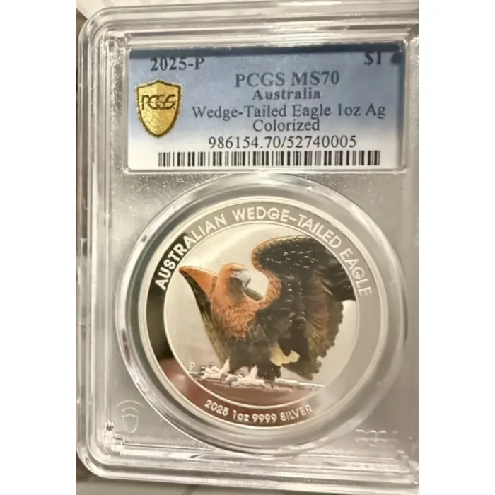 2025-P $1 Wedge-Tailed Eagle 1oz 0.9999 Silver Colourised PCGS MS70