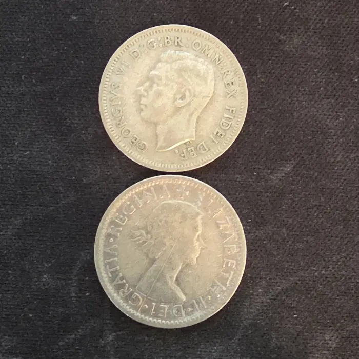 Australian shillings x 2 (1952 & 1954)