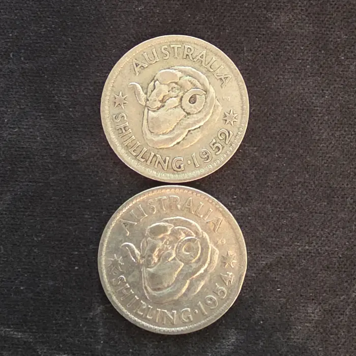 Australian shillings x 2 (1952 & 1954)