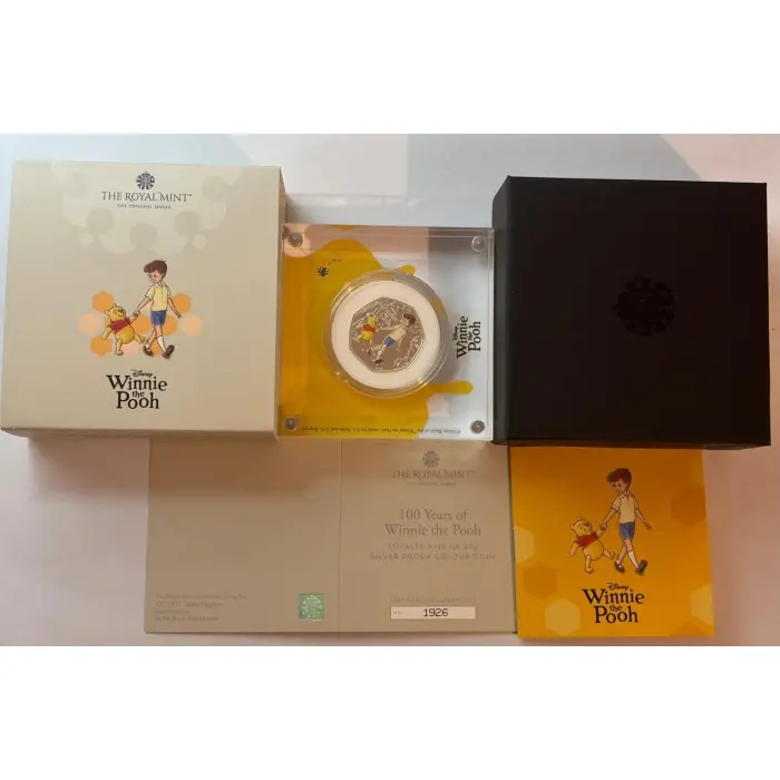   Share 2026 Winnie the Pooh 100 Years Loyalty 50p Silver Proof Colour Coin 1926