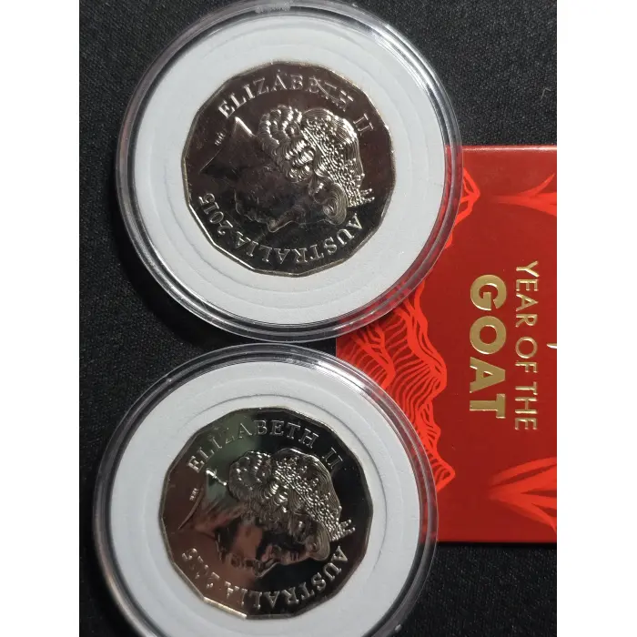 RAM Lunar Year of the Goat Selection  2015 $1 UNC Singles & 2027 50c Carded Coin