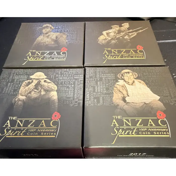 2014 2015 2016 and 2017 The Anzac Spirit 100th Ann  Coin Series with poppy