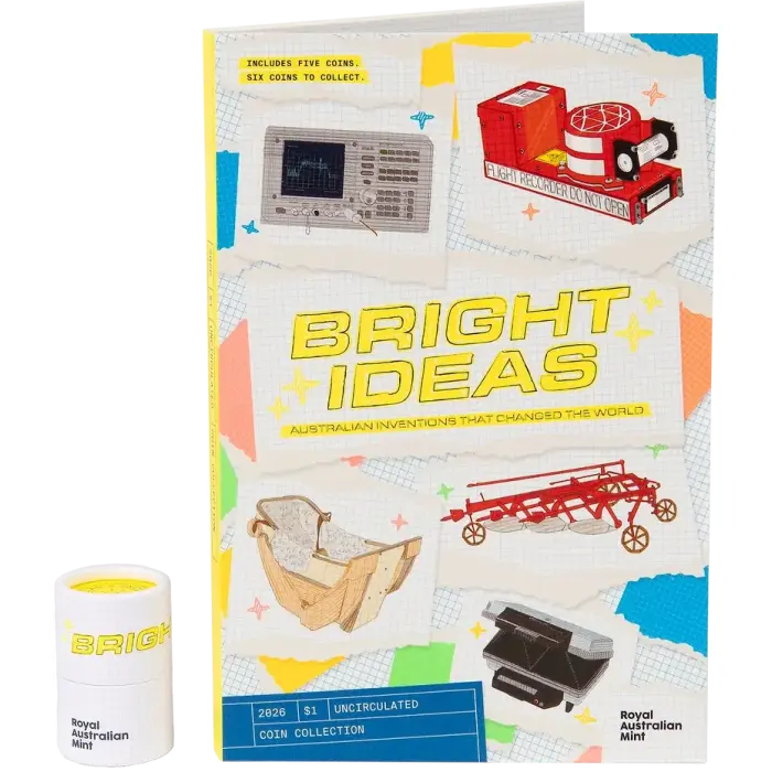 Bright Ideas 2026 $1 Uncirculated Collection Folder and Five-Coin Set with $2 Till Coin Included