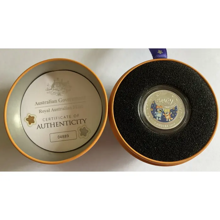 2025 BLUEY CHRISTMAS $1 COLOURED FINE SILVER PROOF COIN