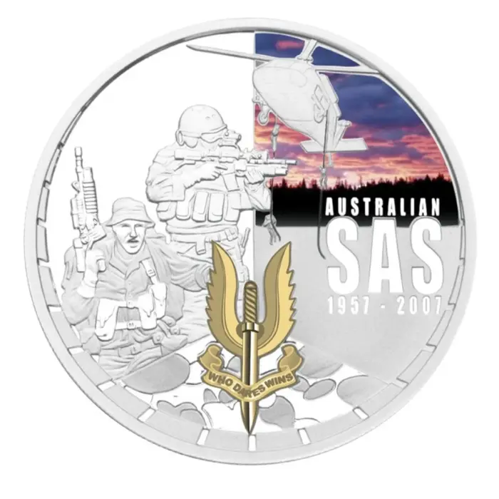 2007 Australian Special Air Service 50th Anniversary 1oz Silver $1 Proo