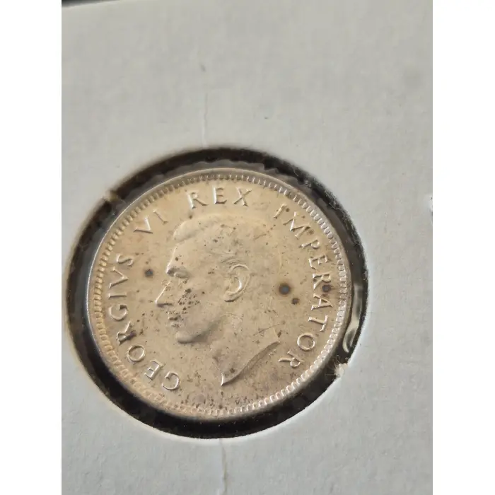 ​1943 South Africa 6 Pence Coin – King George VI (Aunc/ Toned Condition)