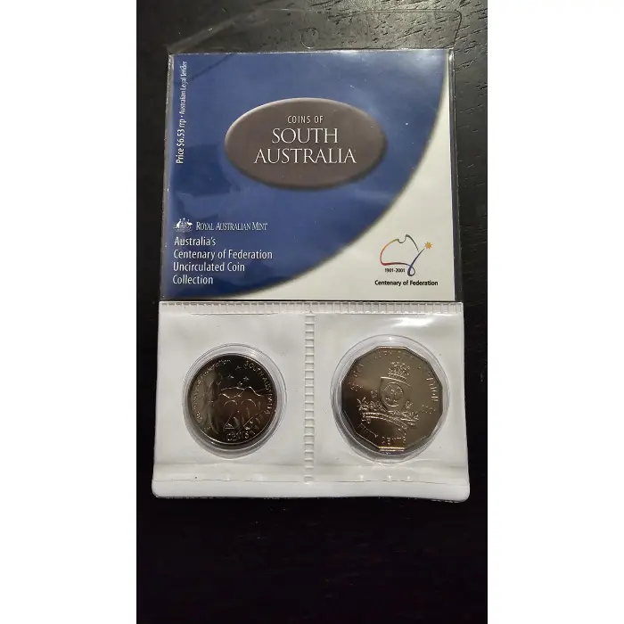 2001 Coins of South Australia Centenary of Federation Uncirculated 2 Coin Set