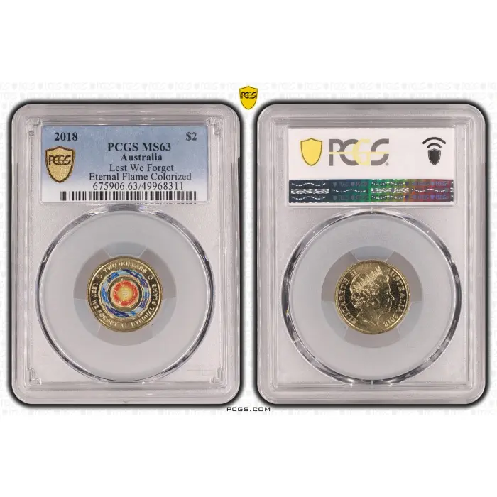 2018 AUSTRALIAN $2 – LEST WE FORGET ETERNAL FLAME – PCGS MS63