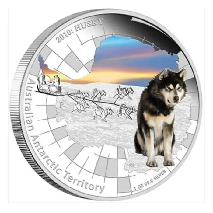 2010 Australian Antarctic Territory Husky 1oz Silver Proof Coin  